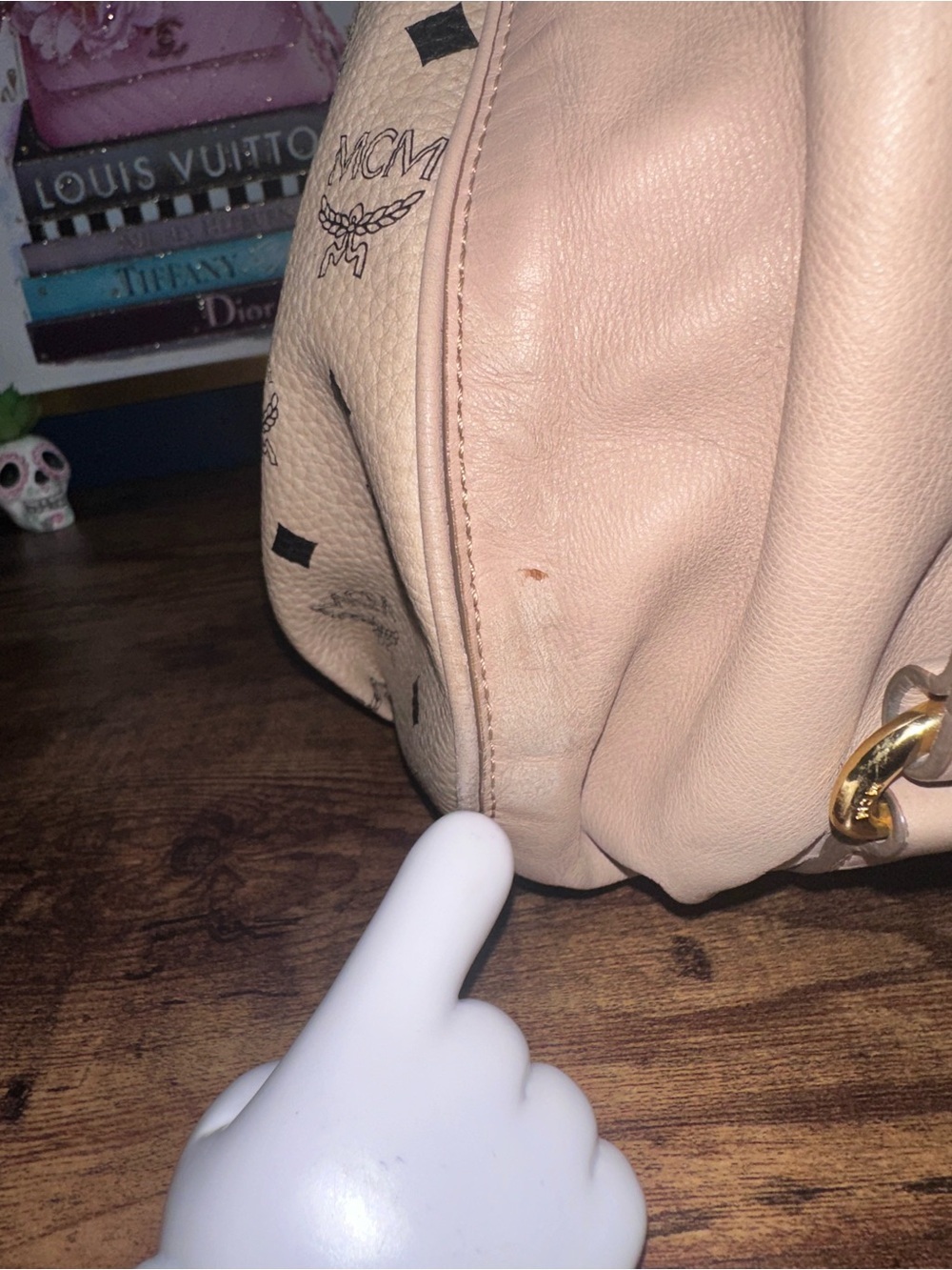 MCM Pink Logo Visetos Dome Satchel with Gold Plaque - Picture 15 of 16